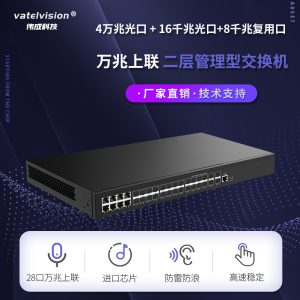 万兆上联二层网管型交换机 4个万兆SFP插槽+16个千兆光口+8个千兆光电复合口