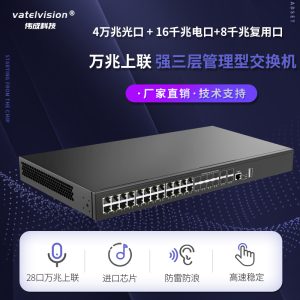 万兆上联强三层网管型POE交换机 4个万兆SFP插槽+16个千兆电口+8个千兆光电复合口