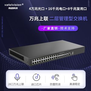 万兆上联二层网管型POE交换机 4个万兆SFP插槽+16个千兆电口+8个千兆光电复合口
