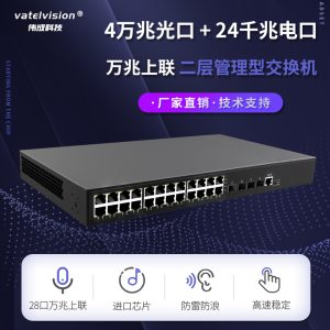 万兆上联二层网管型POE交换机 4个万兆SFP插槽+24个千兆电口