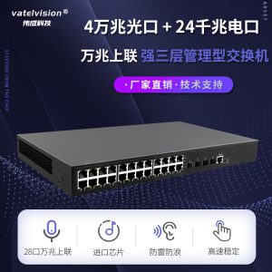 万兆上联强三层网管型POE交换机 4个万兆SFP插槽+24个千兆电口
