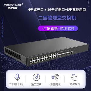 万兆上联二层网管型交换机 4个万兆SFP插槽+16个千兆电口+8个千兆光电复合口