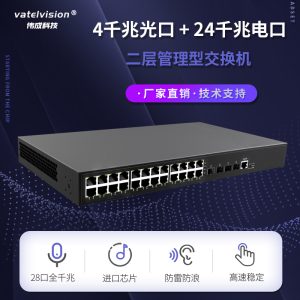 全千兆二层网管型POE交换机 4个千兆SFP插槽+24个千兆电口